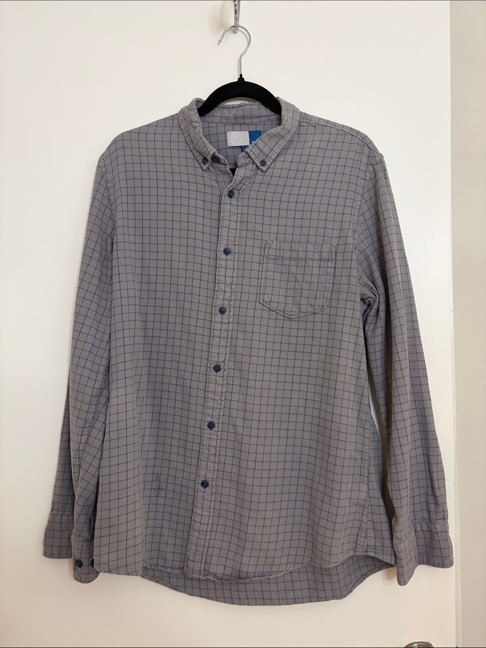 14th & Union Gray Button-Down Shirt with Navy Windowpane